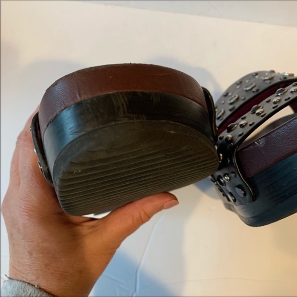 Zara Black Faux Leather Metal Embellished Chunky Platform  Lug Sandals - Picture 12 of 12